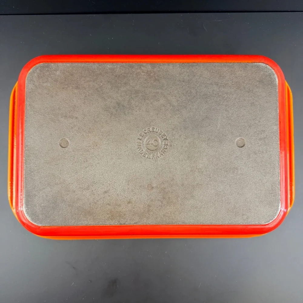 Vintage Le Creuset #40 Flame Orange Enameled Cast Iron Rectangular Baker Roaster